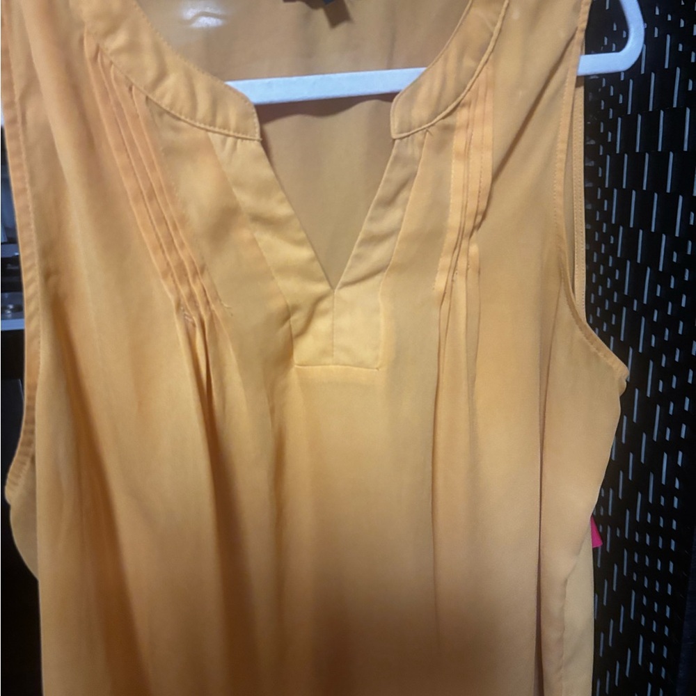 Sleeveless V-Neck Blouse in Mustard Yellow